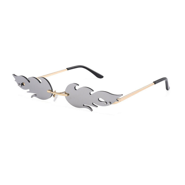 a pair of sunglasses with flames on them