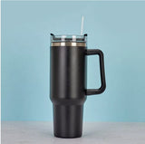 Stainless Steel Water Tumbler 40 Oz Cup Handle Straw Insulated Bottle Dupe Mug