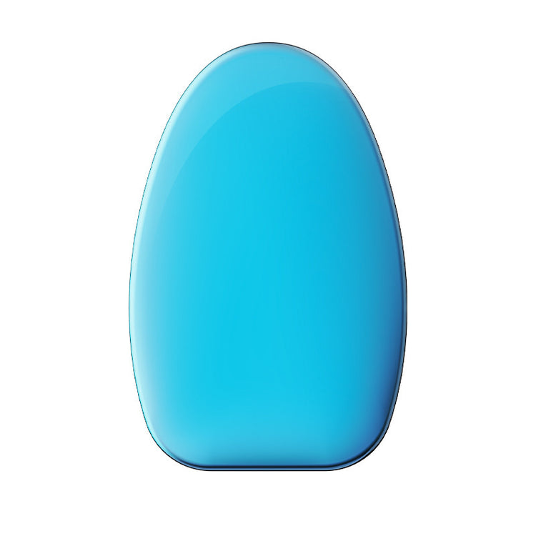 a blue oval object with a white background