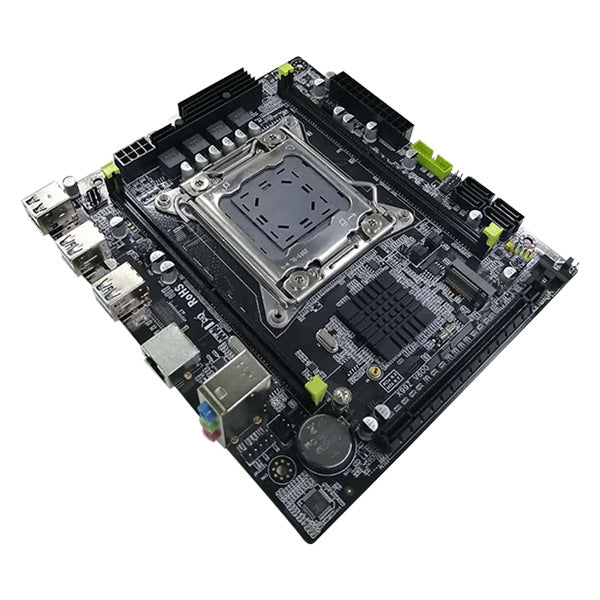 a black circuit board with many ports