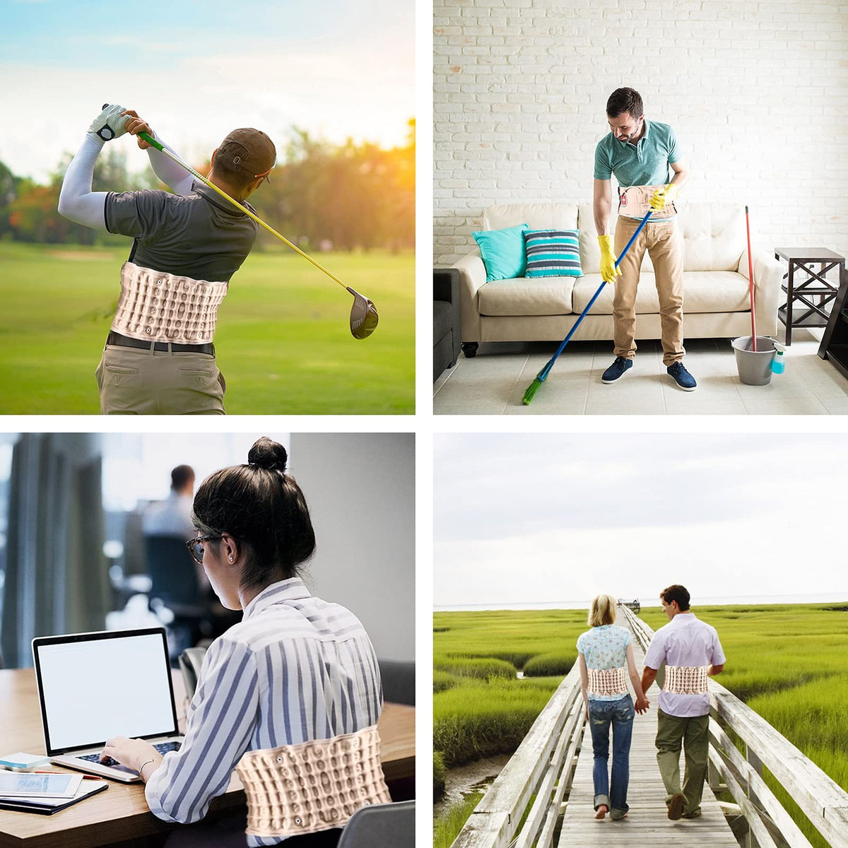 a collage of people playing golf