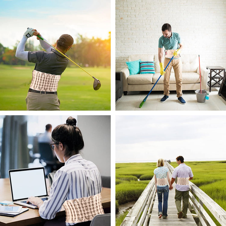 a collage of people playing golf