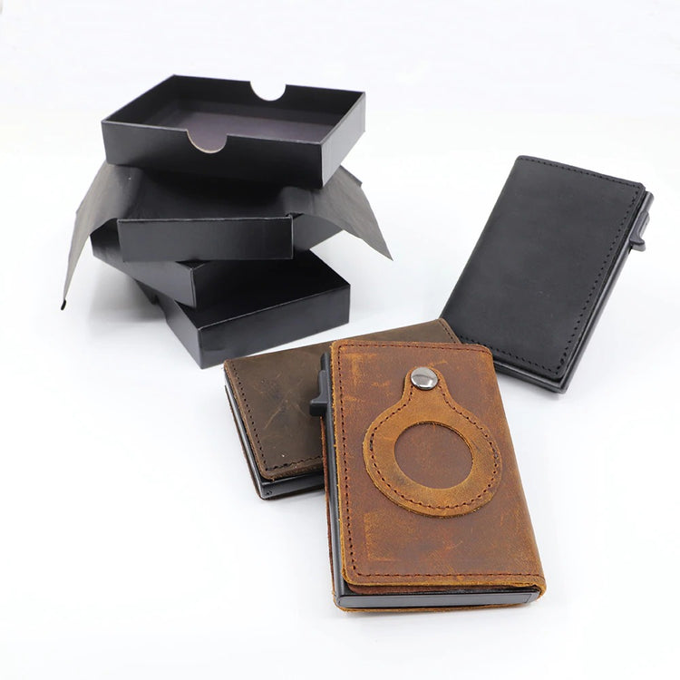 a group of wallets and boxes
