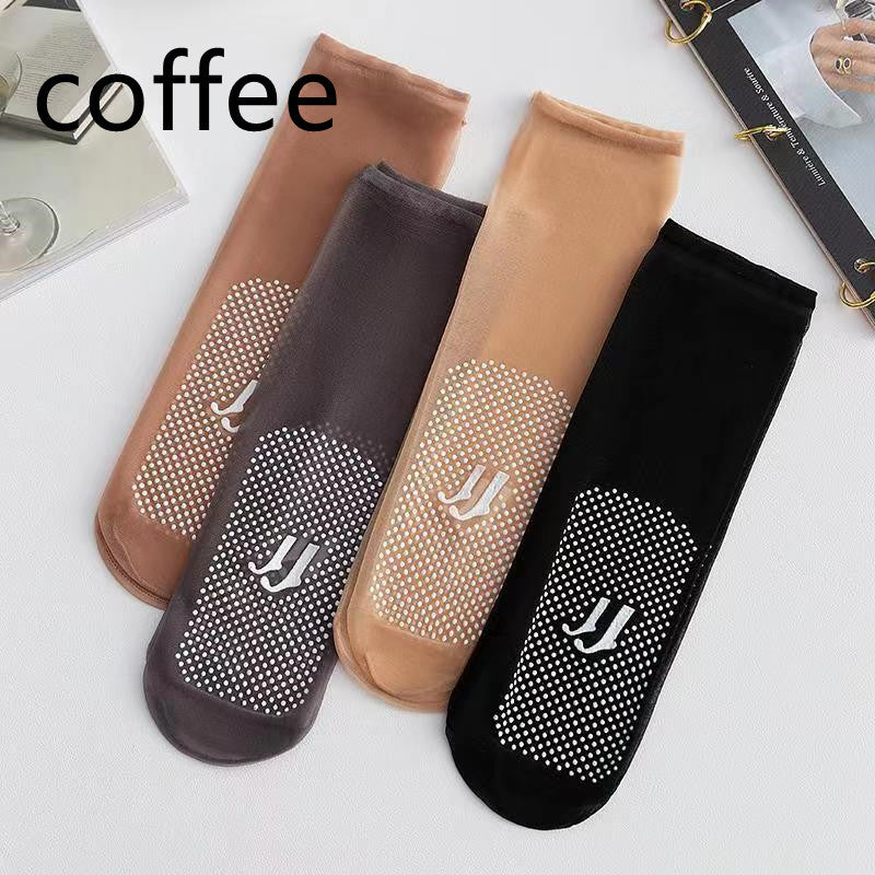 Ultra-thin Seamless Glue Dispensing Non-slip Massage Footbed Short Stockings