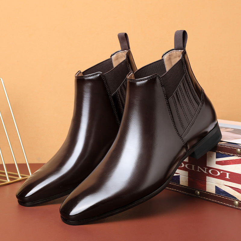 a pair of brown leather boots