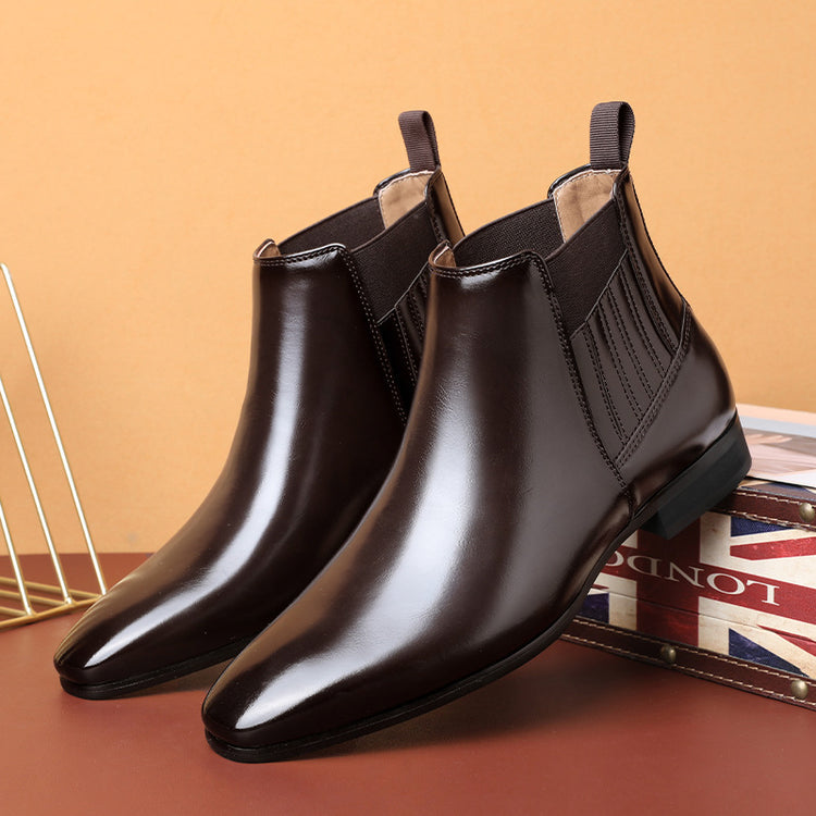a pair of brown leather boots