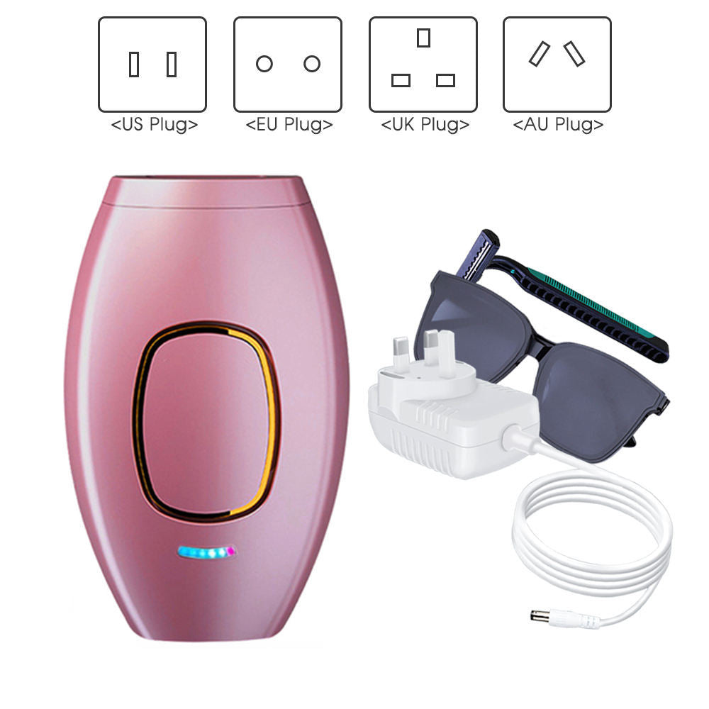 a pink device with a light and sunglasses