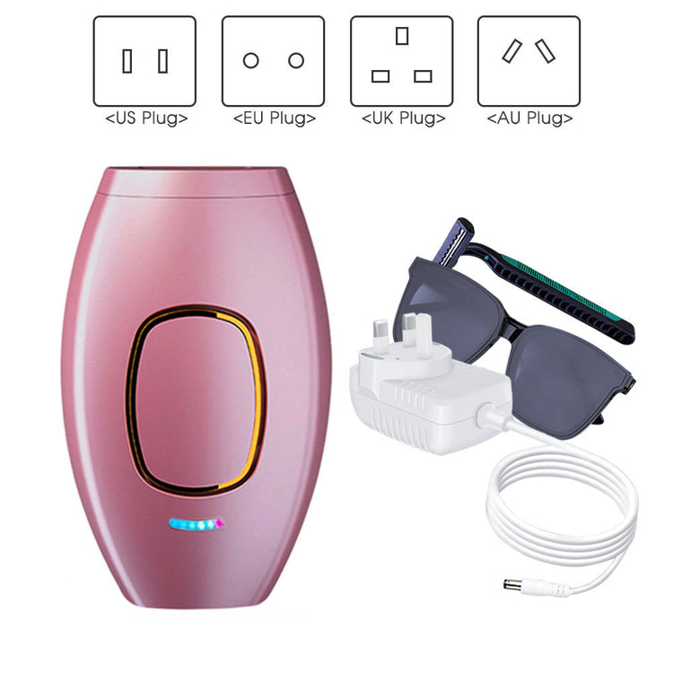 a pink device with a light and sunglasses