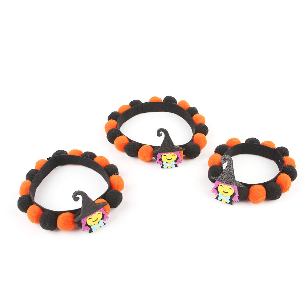 a group of bracelets with person hats