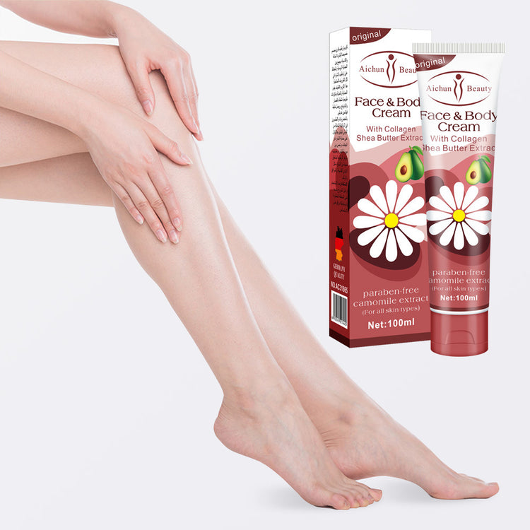 a woman's legs and a tube of cream