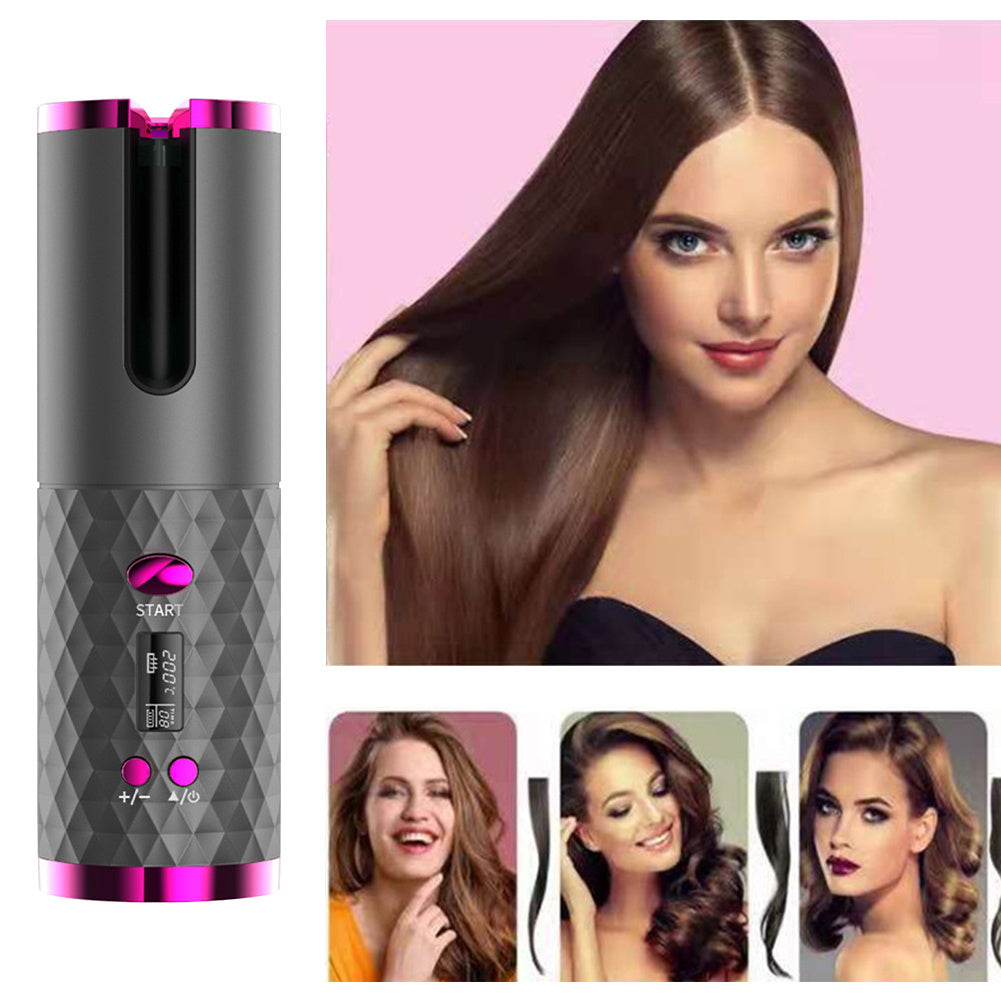 a woman with long hair and a hair straightener