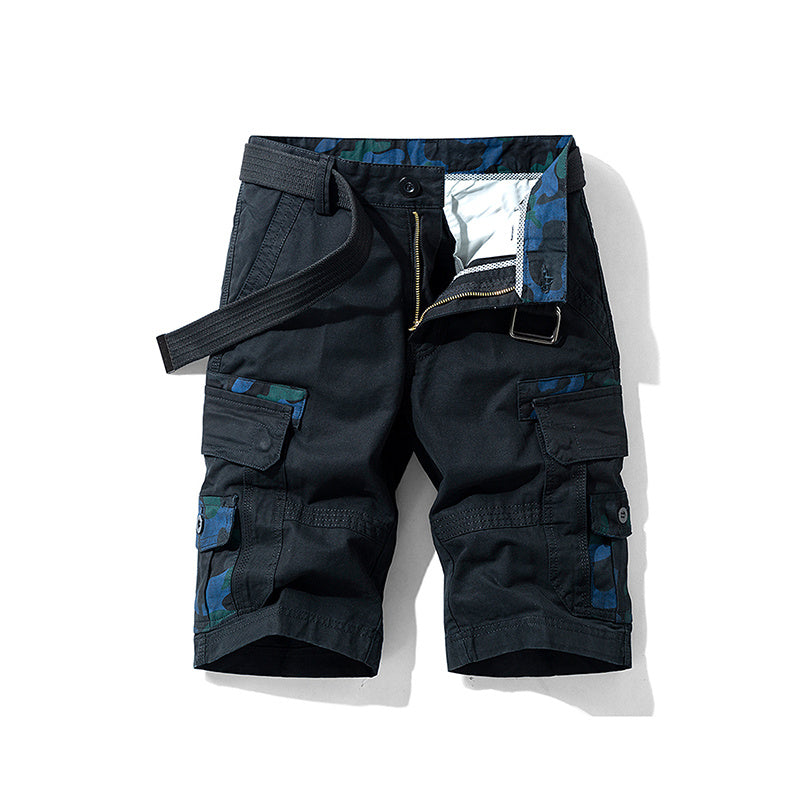 a pair of black shorts with a belt