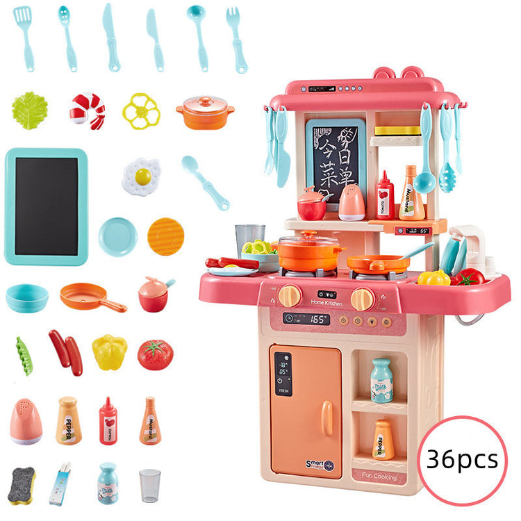 a toy kitchen with many different items