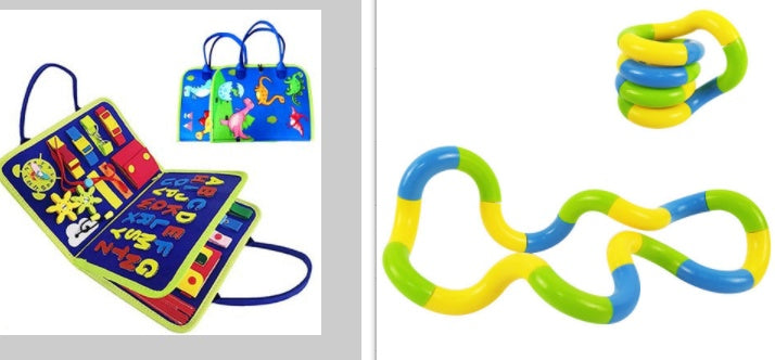 a collage of different toys