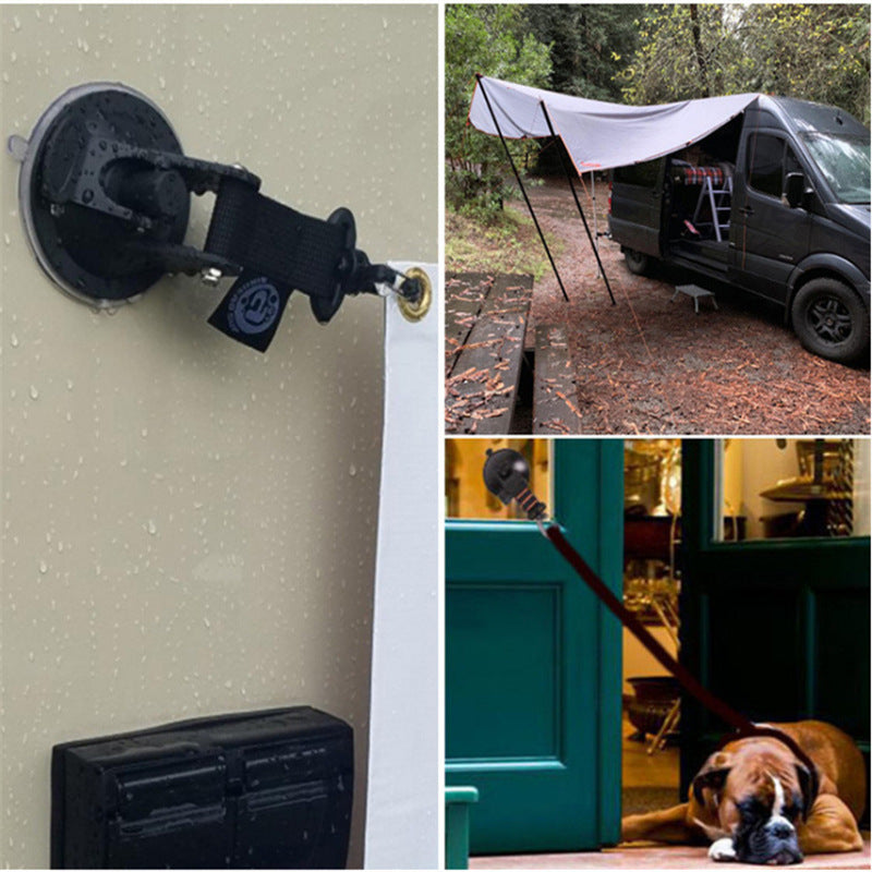 a collage of images of a van and a dog