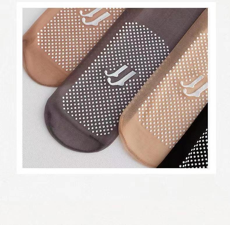 Ultra-thin Seamless Glue Dispensing Non-slip Massage Footbed Short Stockings