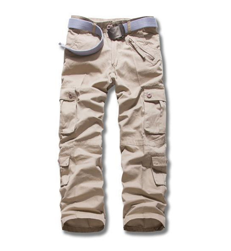 a pair of khaki pants with a belt