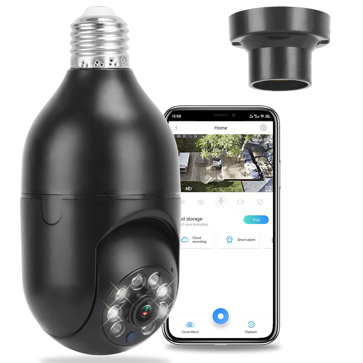 1Pc E27 WiFi Bulb Camera 1080P FHD WiFi IP Pan Tilt Security Surveillance Camera With Two-Way Audio Night Vision Motion Detection Function APP Control