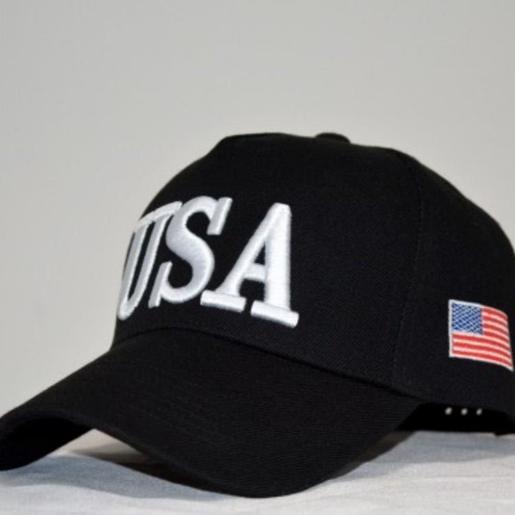 a black hat with white text