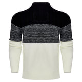 Men's Casual Color Block Long Sleeve Cable Knit Pullover Sweater