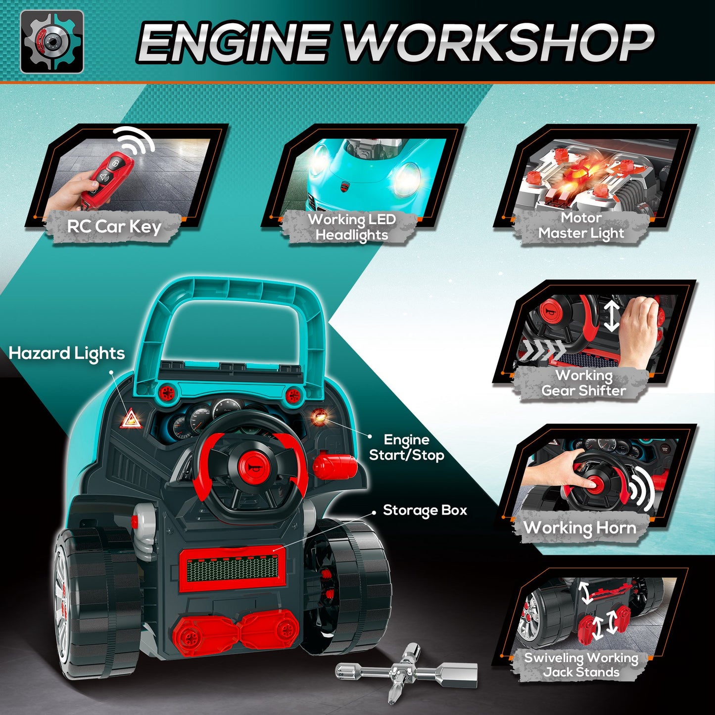 Mechanic Kids Truck Engine Toy Set