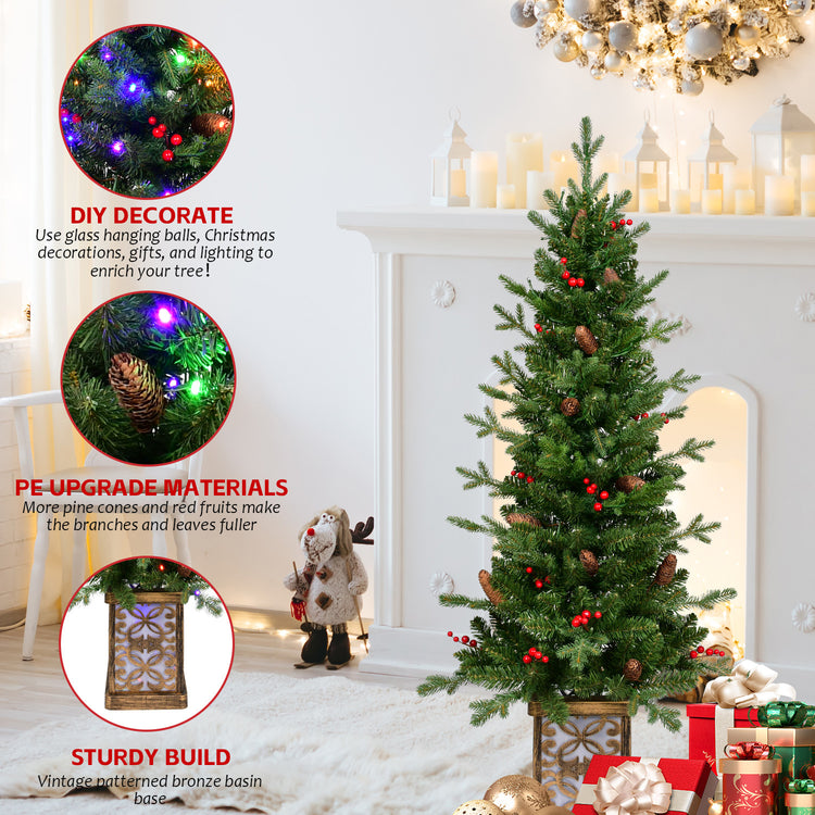 a christmas tree with lights and presents
