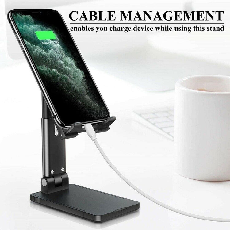 a phone charging on a stand