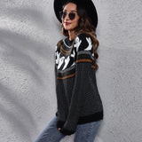 Women's Ghost-Print Knit Pullover Sweater