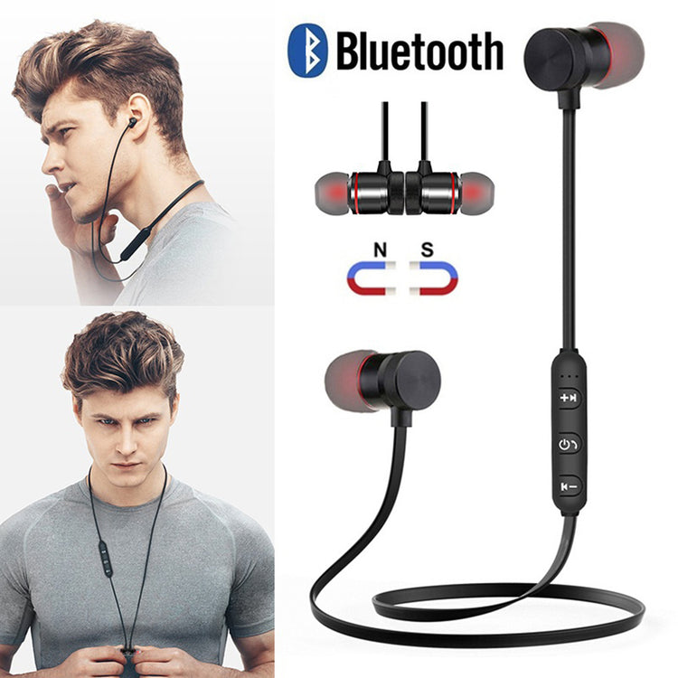 a collage of a man with a bluetooth earbud