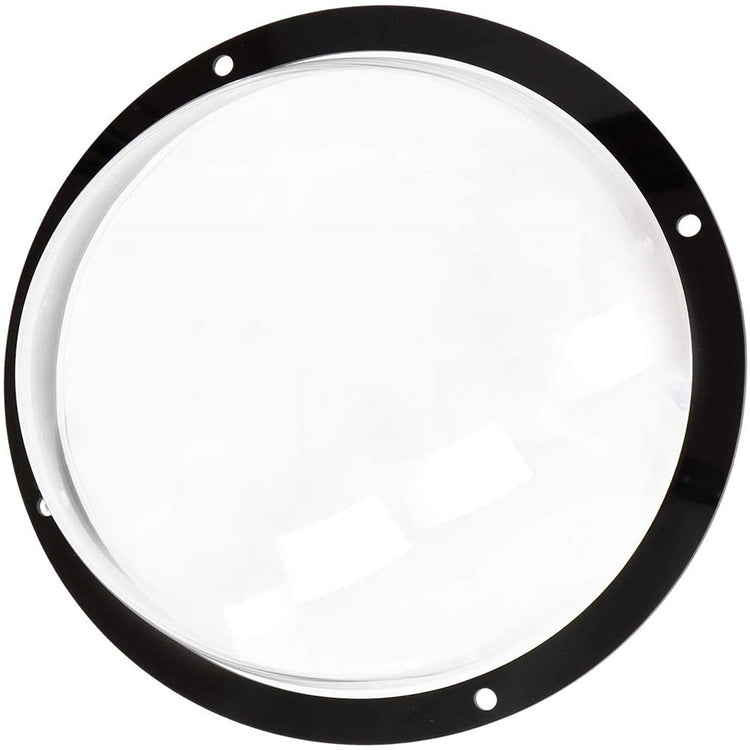 a round black and white object with a black rim