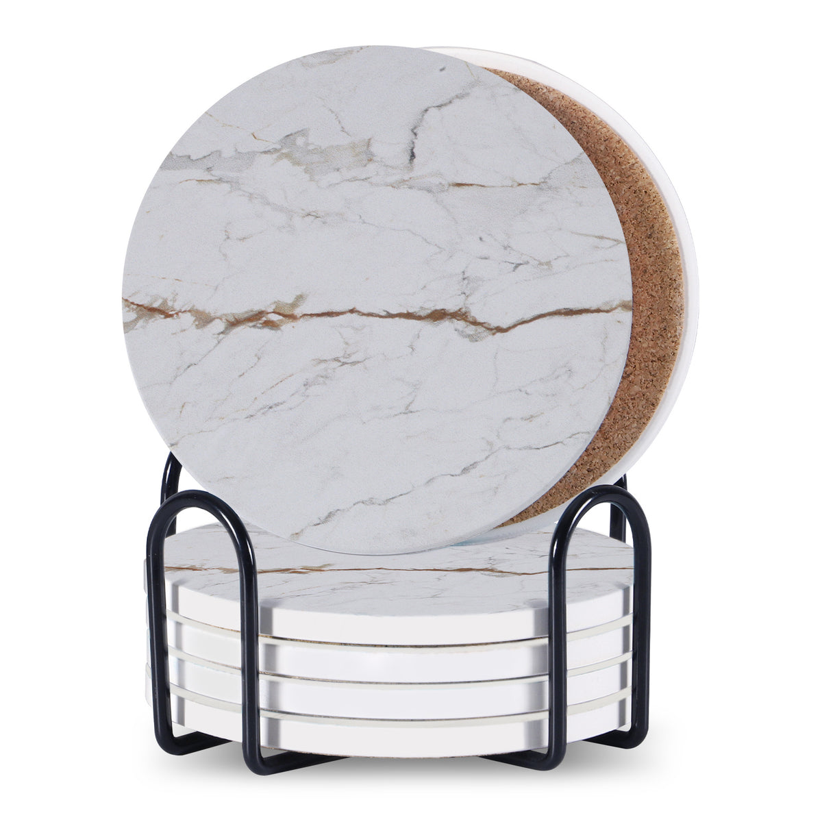 a stack of coasters with marble texture
