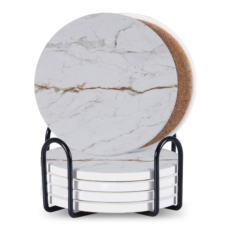 a stack of coasters with marble texture