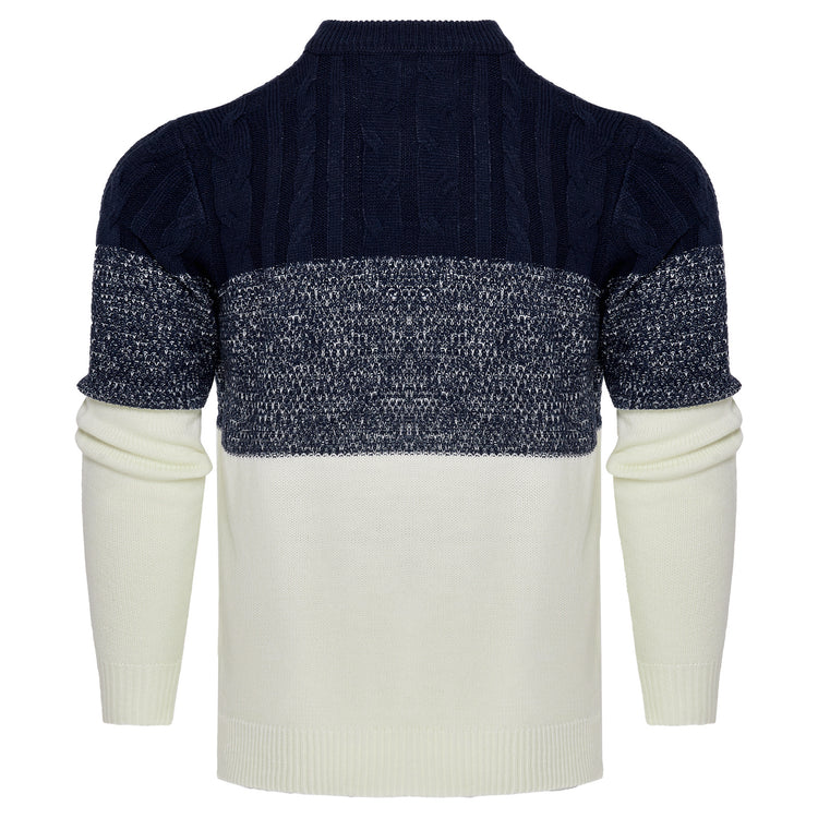 a sweater with a white and blue pattern