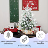 3-Foot Mini Flocked Christmas Tree with Pine Cones and Red Berries