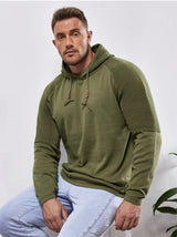 Men's Slim Fit Pullover Hoodie, Solid Color Long Sleeve