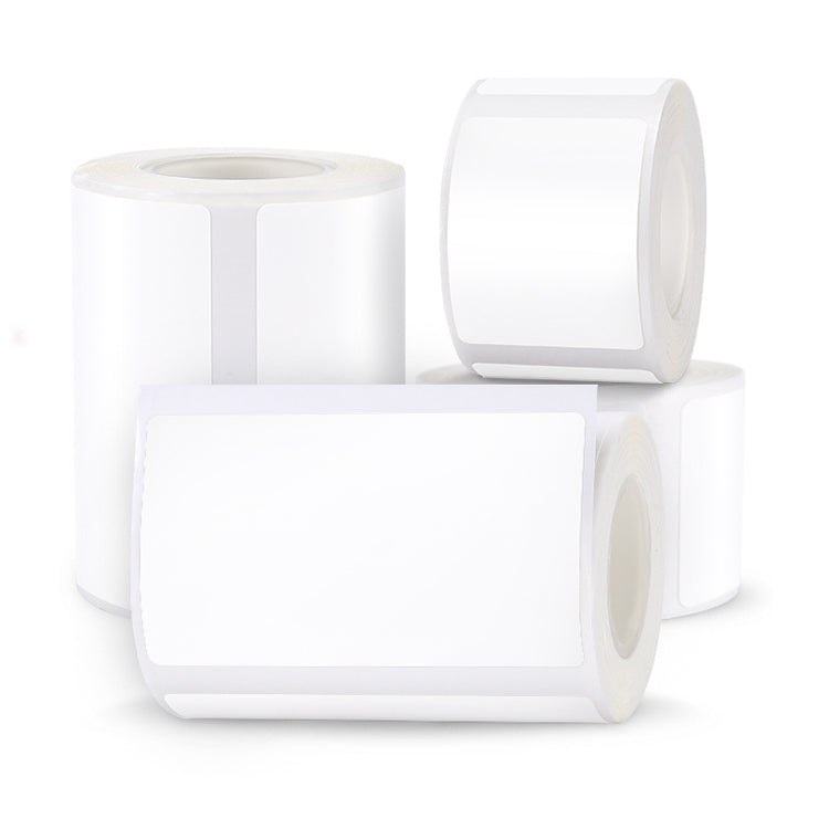 a group of rolls of white labels