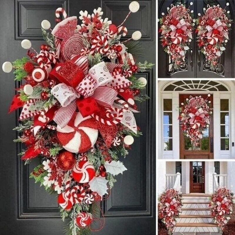 a collage of a christmas wreath
