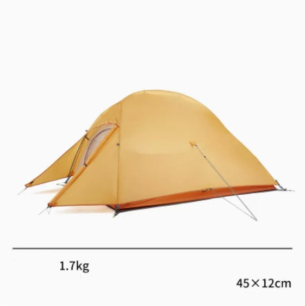 a yellow tent with a size of the size of it