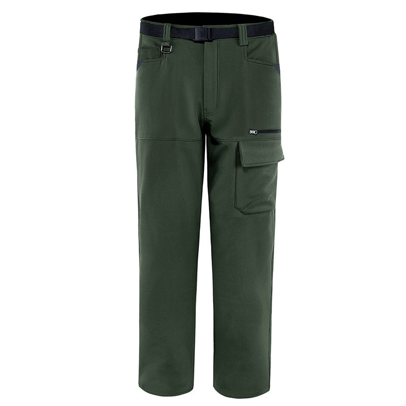 a pair of green pants with a black belt