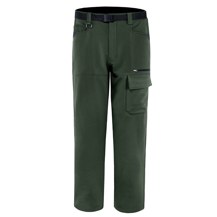 a pair of green pants with a black belt