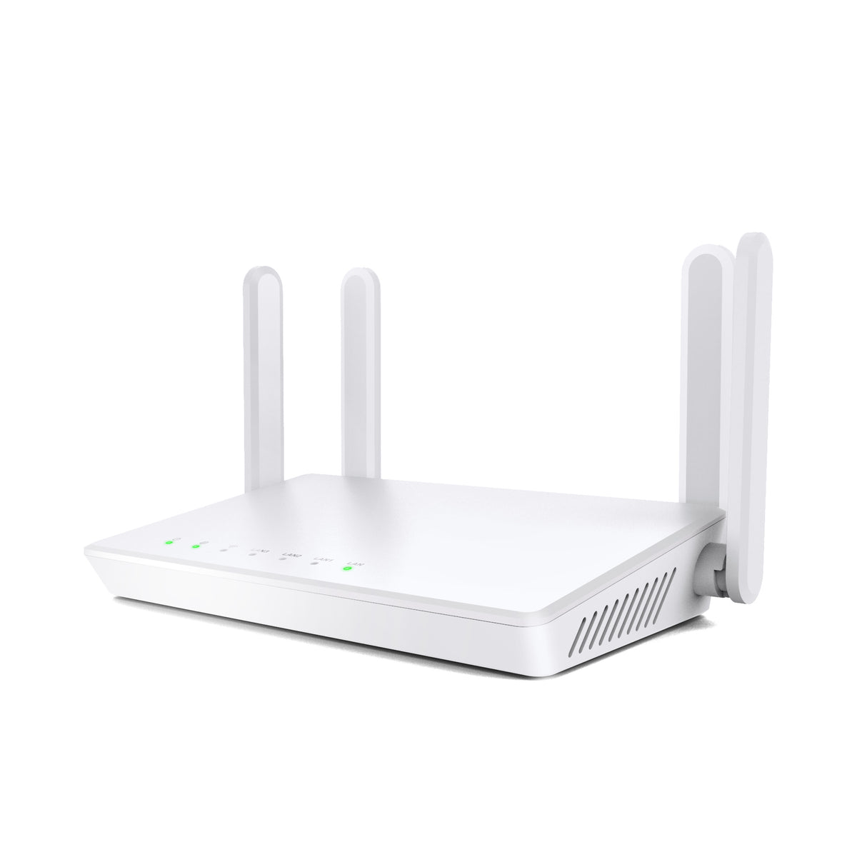 a white router with two antennas