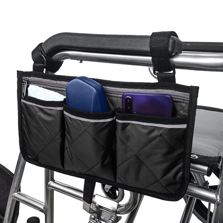 a black and black bag with a cell phone and a cell phone in it