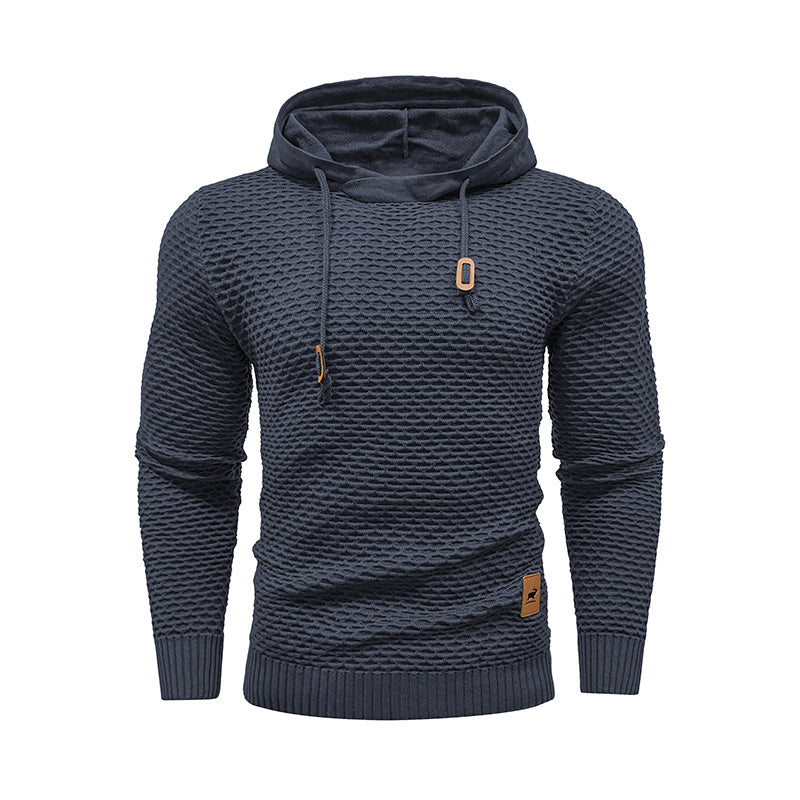 a blue sweater with a hood