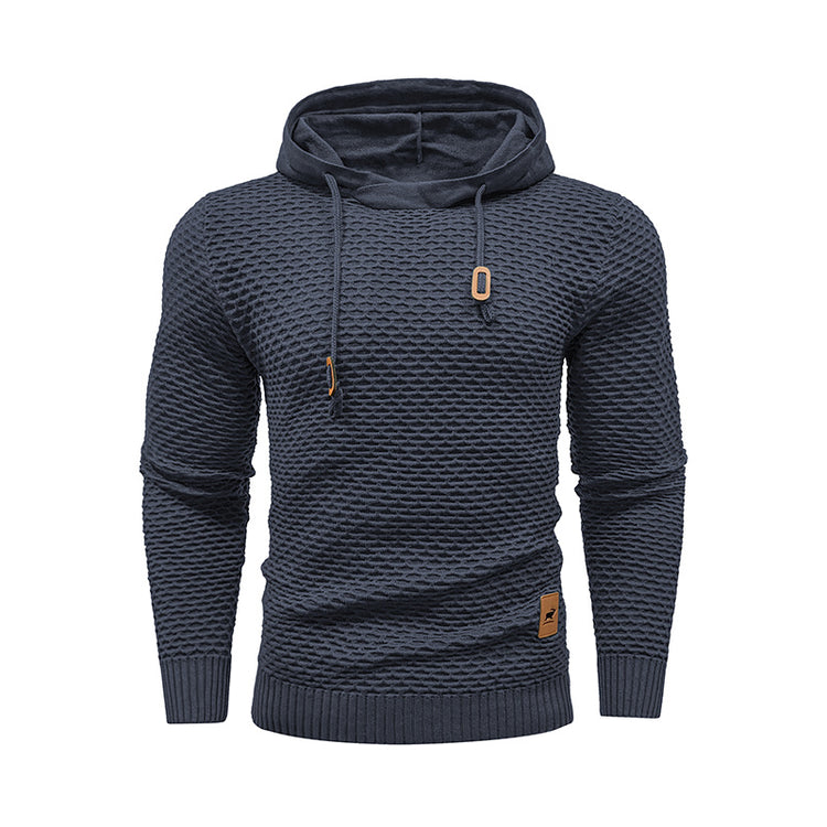 a blue sweater with a hood