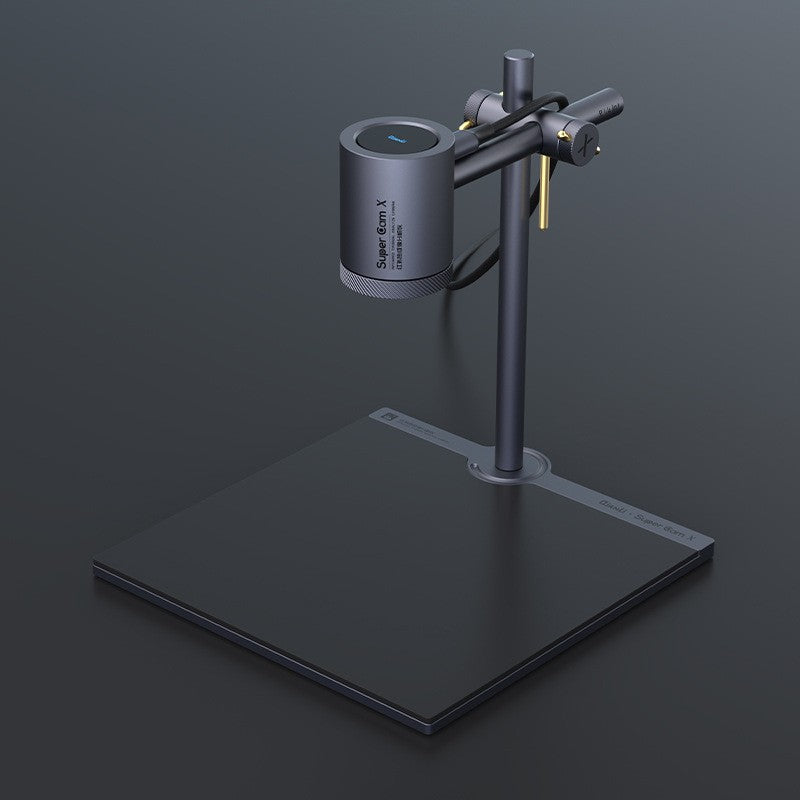 a black object with a round light