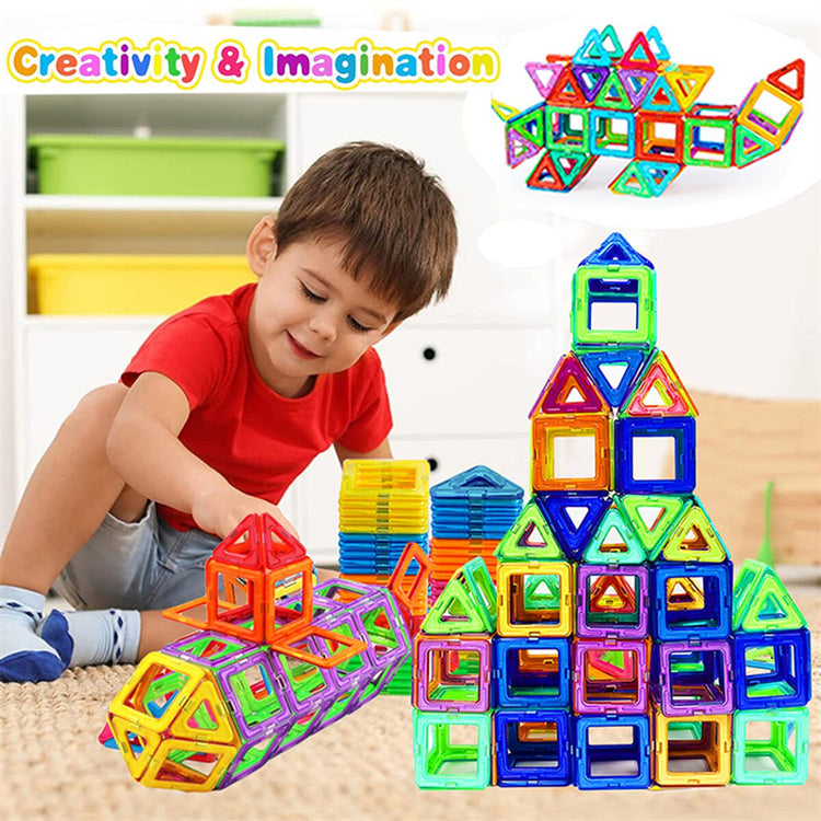 a child playing with colorful plastic blocks