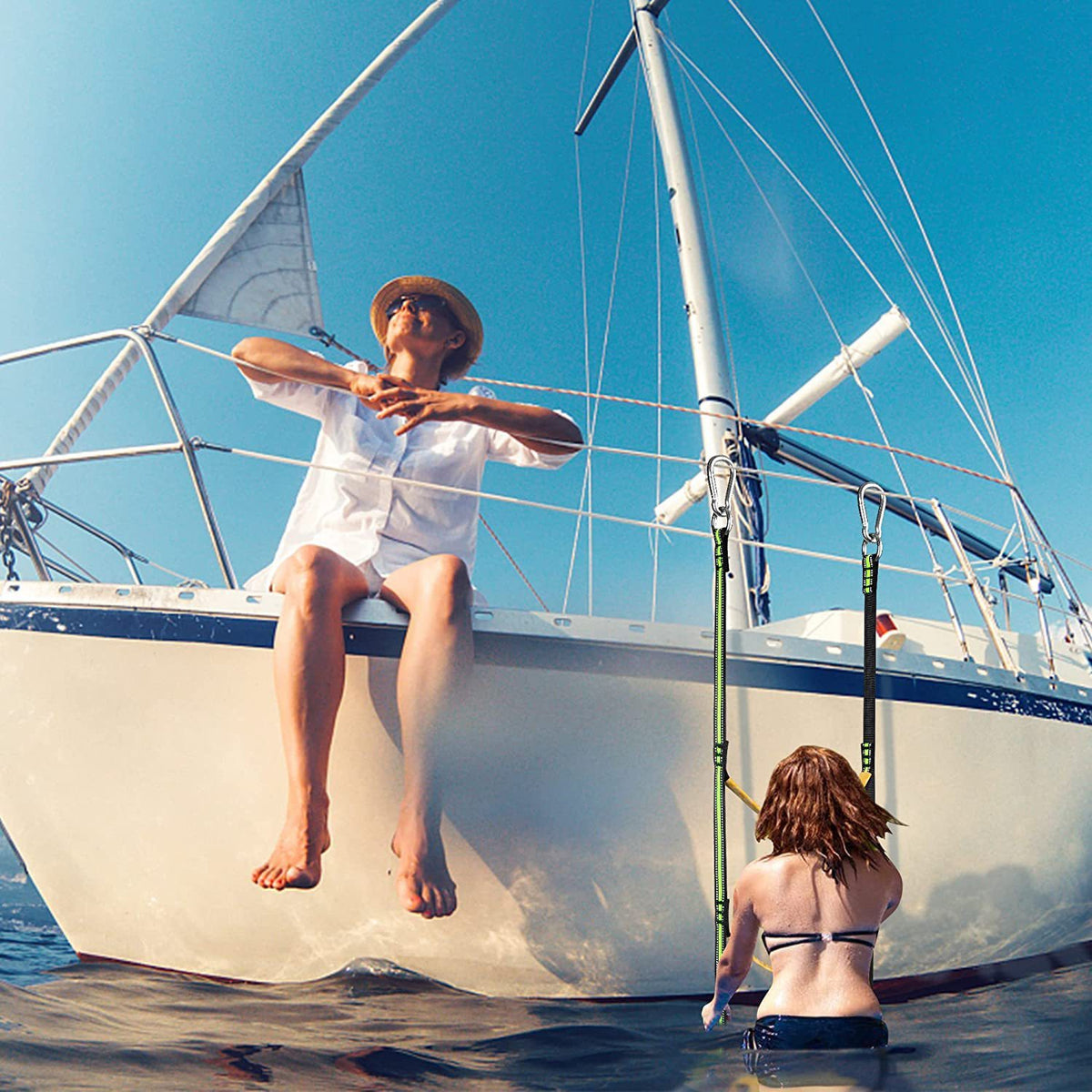 a man and child on a boat