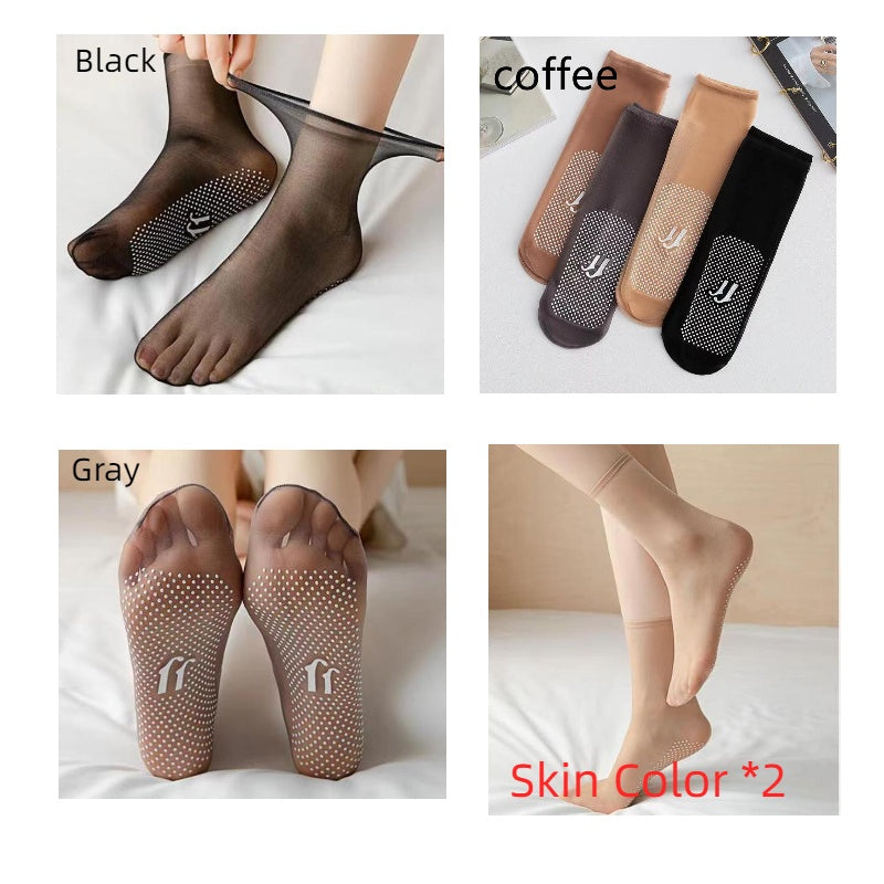 Ultra-thin Seamless Glue Dispensing Non-slip Massage Footbed Short Stockings