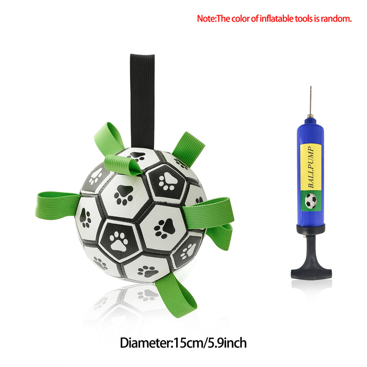a ball with a ribbon and a pump
