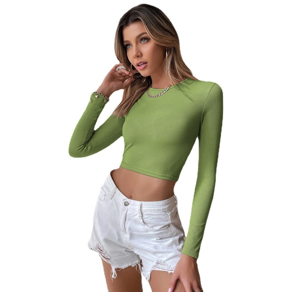 a woman in a green shirt